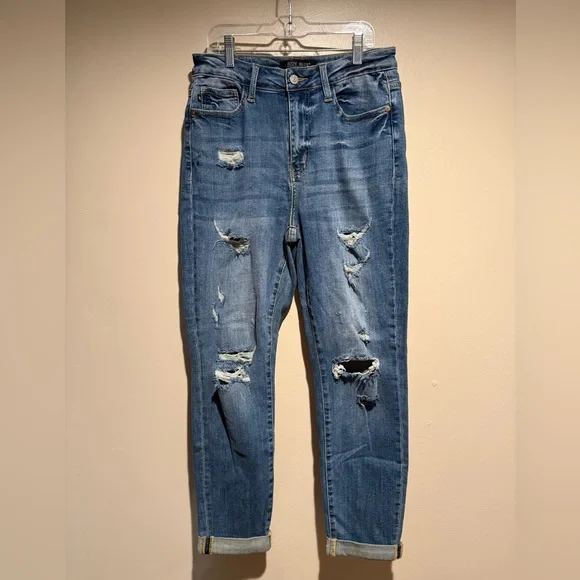 Judy Blue Boyfriend Fit Jeans Size 7/28 Stretch distressed - Picture 2 of 11